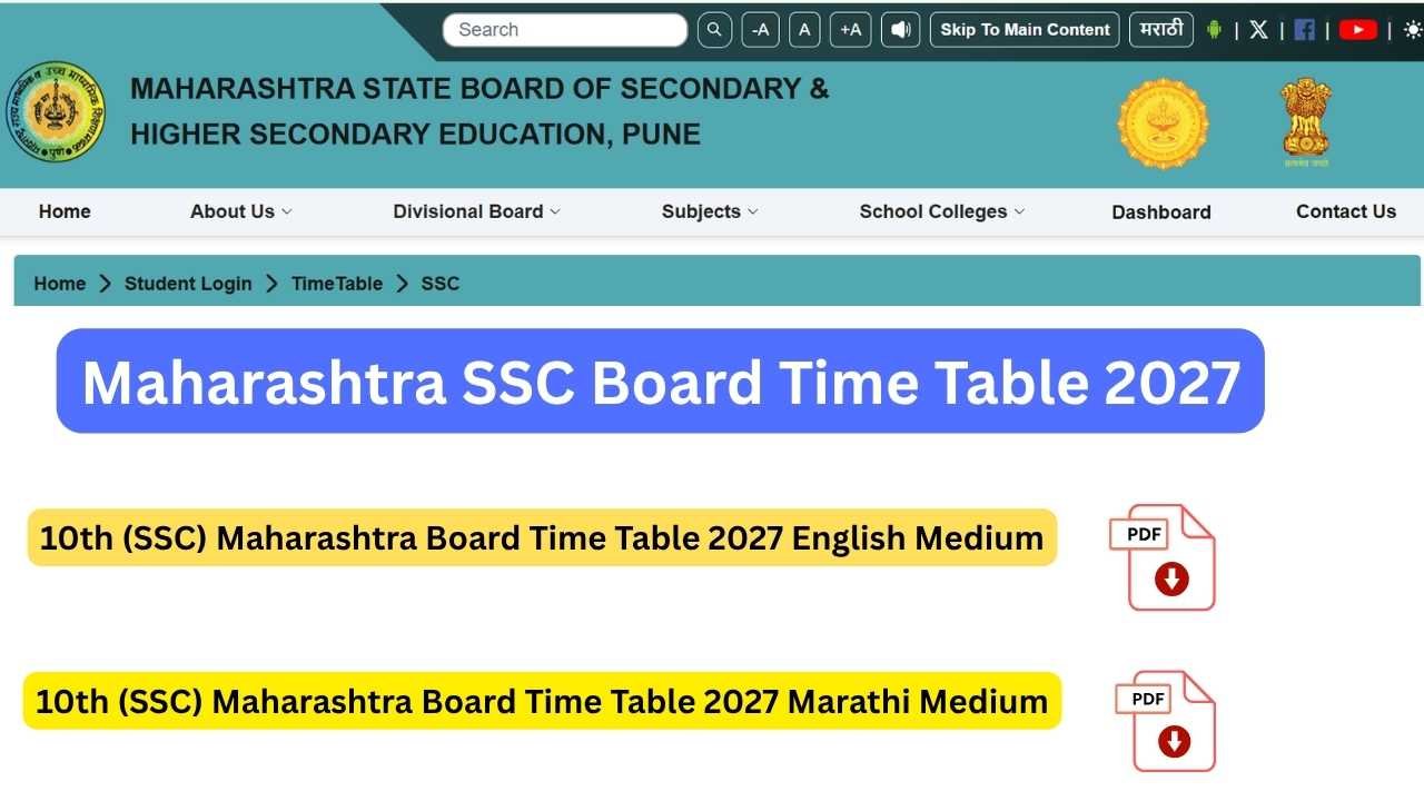 Maharashtra SSC Board Time Table 2027