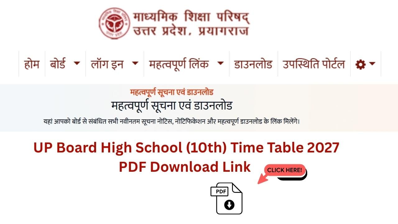 UP Board 10th Time Table 2027